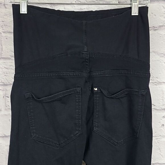 H&M Mama Black Treggings Twill Maternity Jeggings Skinny Jeans Full Belly Panel - Picture 3 of 8